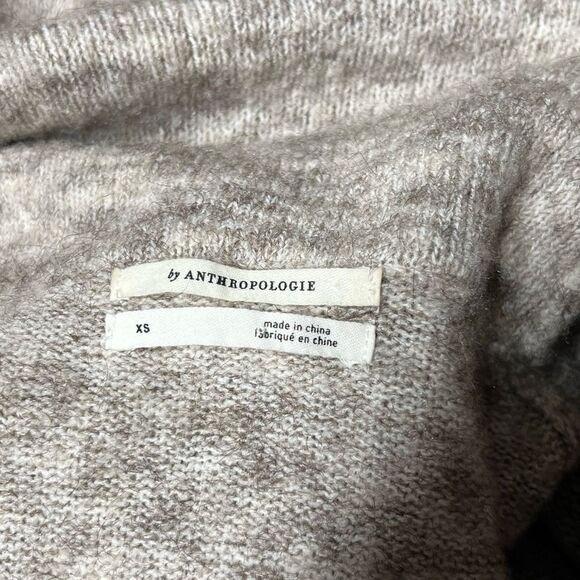 Anthropologie Heathered Beige Knit Cowl Neck Slouchy Sweater Sz XS - Picture 4 of 5